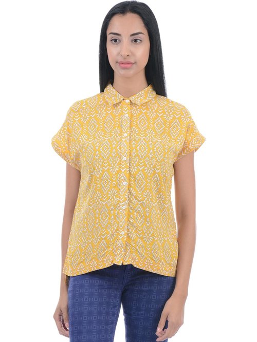 Pepe Jeans Yellow Printed Shirt Price in India