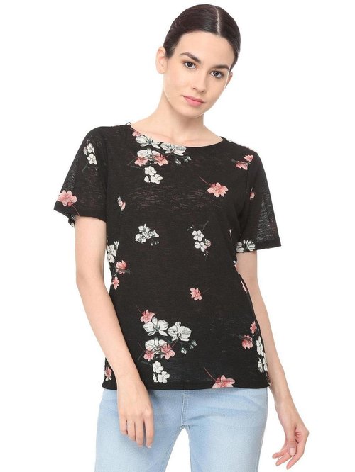 Solly by Allen Solly Black Printed Top Price in India