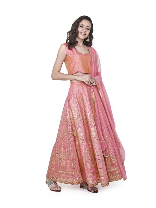 Global Desi Coral Printed Lehenga Choli Set Price in India