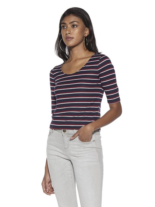 Nuon by Westside Navy Striped Thomas Top Price in India