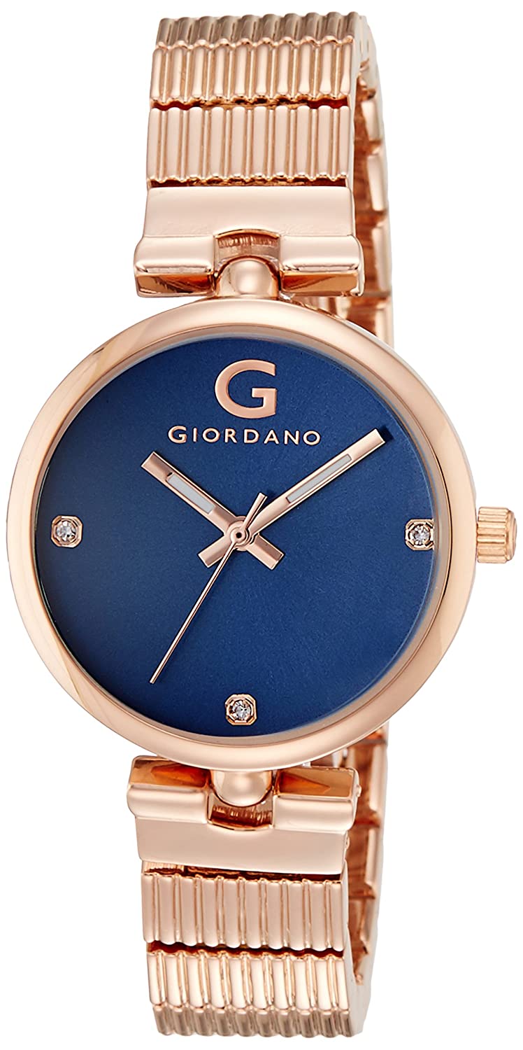 Giordano Women's Blue Dial Rose Gold Metal Strap Watch (A2058-55) Price in India