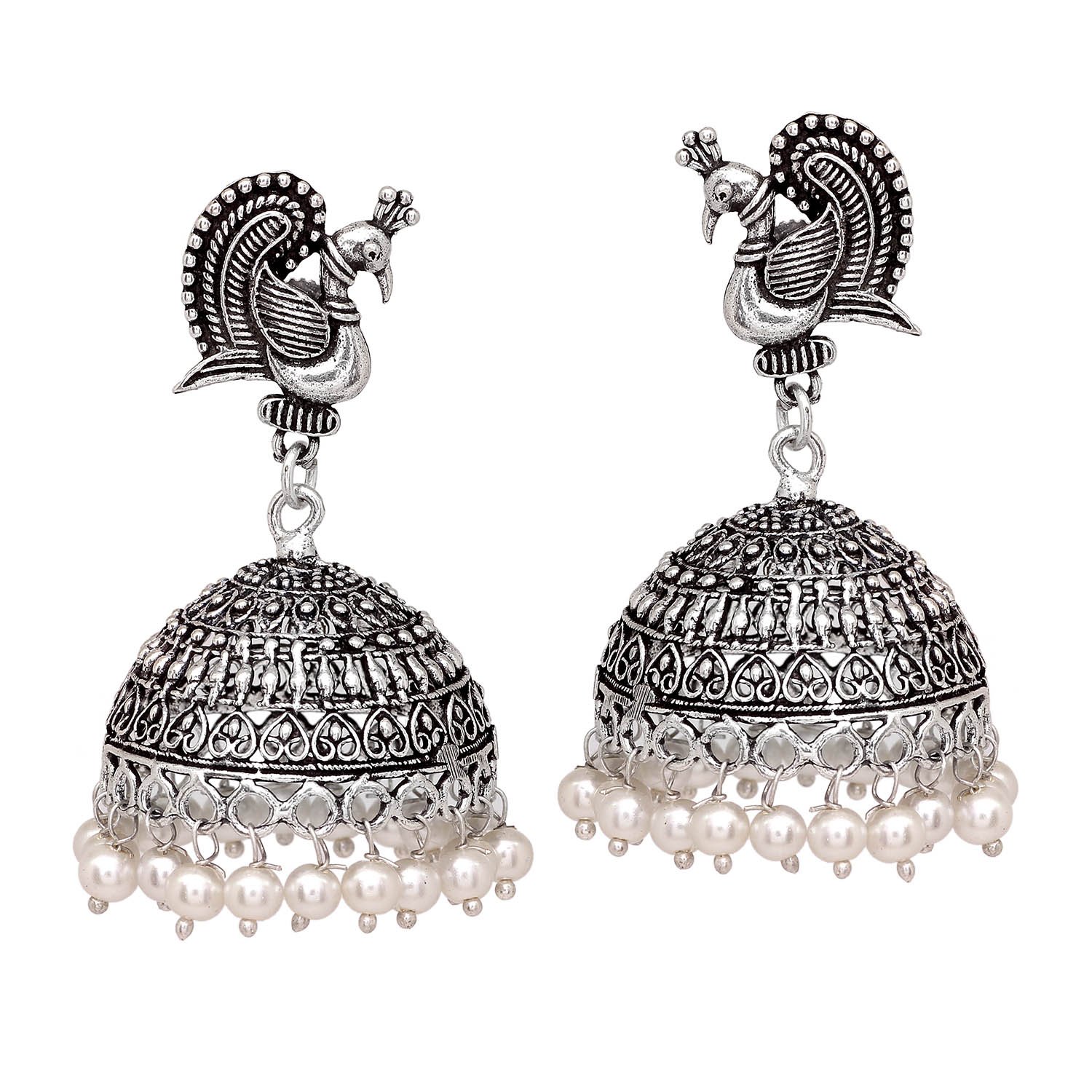 V L IMPEX Silver Tone Metal Jhumka Earrings For Women Price in India