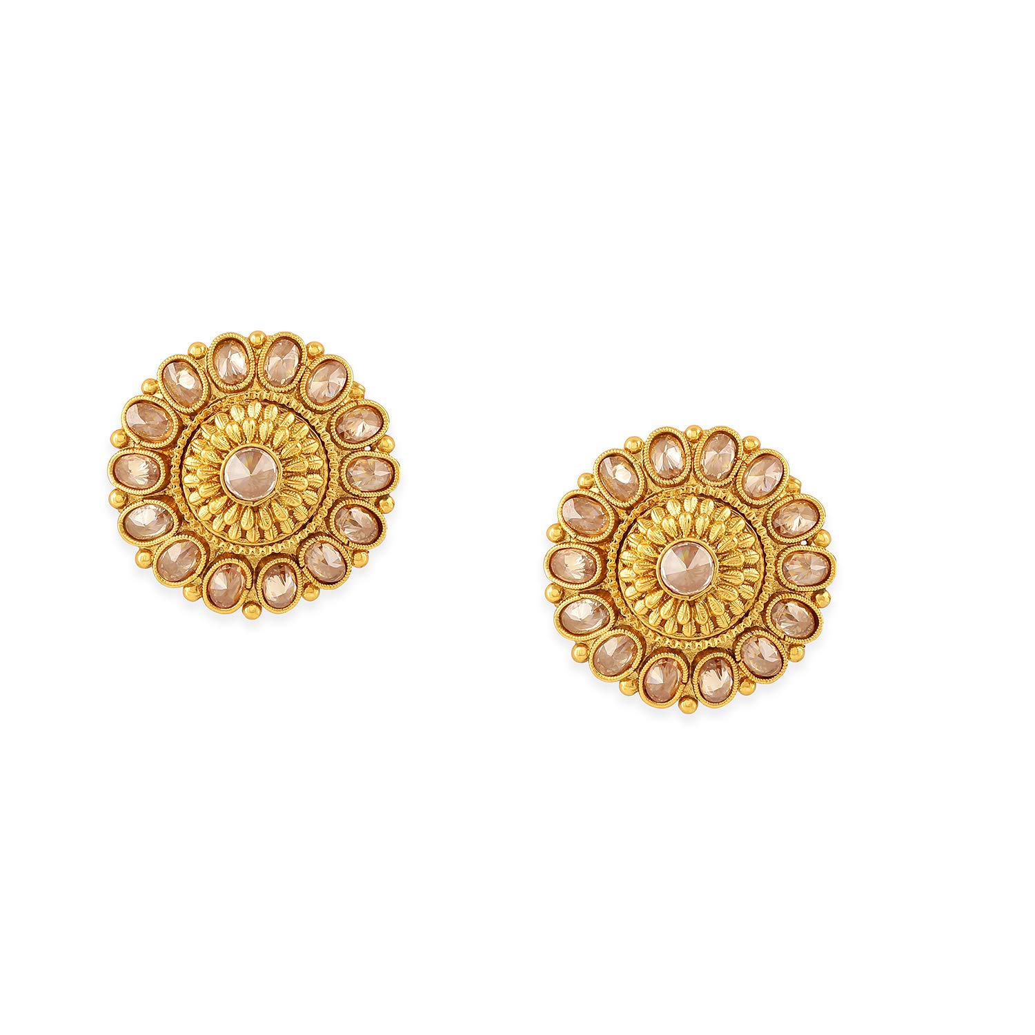 AccessHer Ethnic Handcrafted Antique Gold Round Stud Earring for Women Price in India