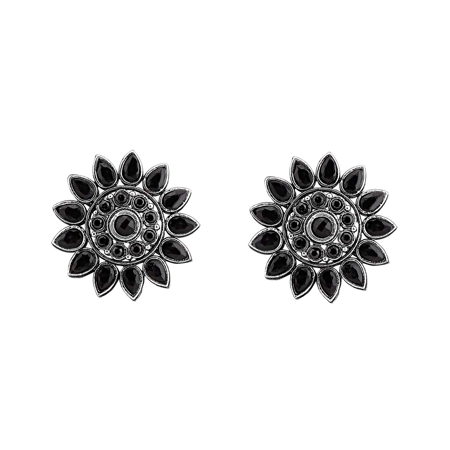 ACCESSHER Oxidised Silver Alloy Stud Earrings for Women Price in India