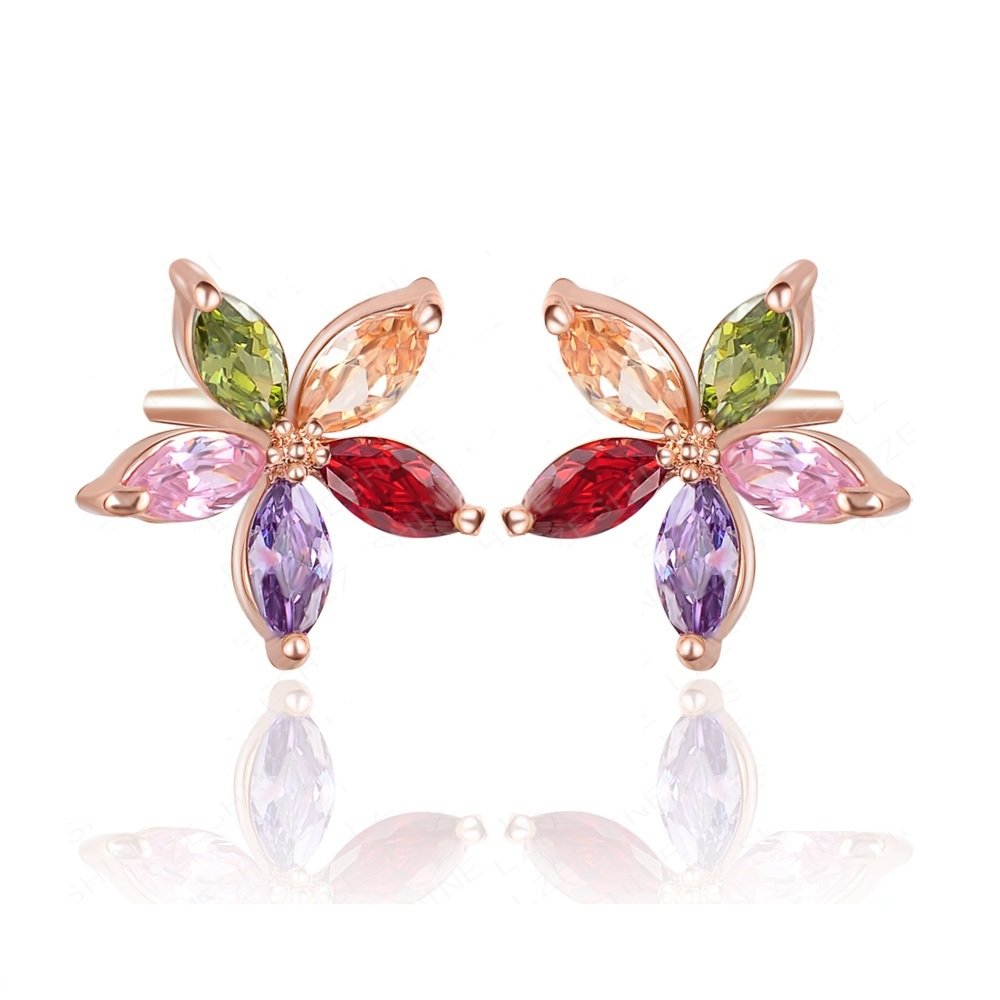 Wearyourfashion Multicolour Gold Plated Zircone Diamond Flower Earrings for Women Price in India