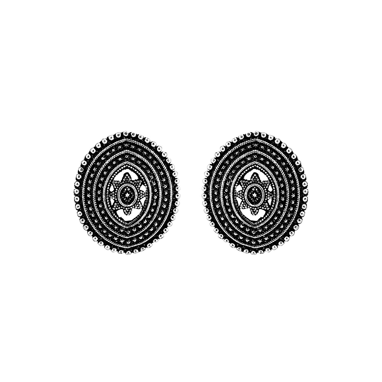 ACCESSHER Oxidised Silver Alloy Stud Earrings for Women Price in India