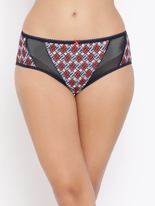 Clovia Red Printed Mid Waist Hipster Panty Price in India