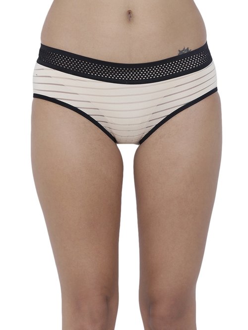 BASIICS by La Intimo Beige Striped Hipster Panty Price in India