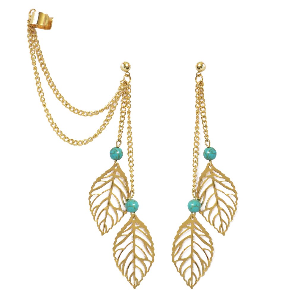 Leaf It To Chance Mismatch Ear Cuff Earrings Set By Via Mazzini Price in India