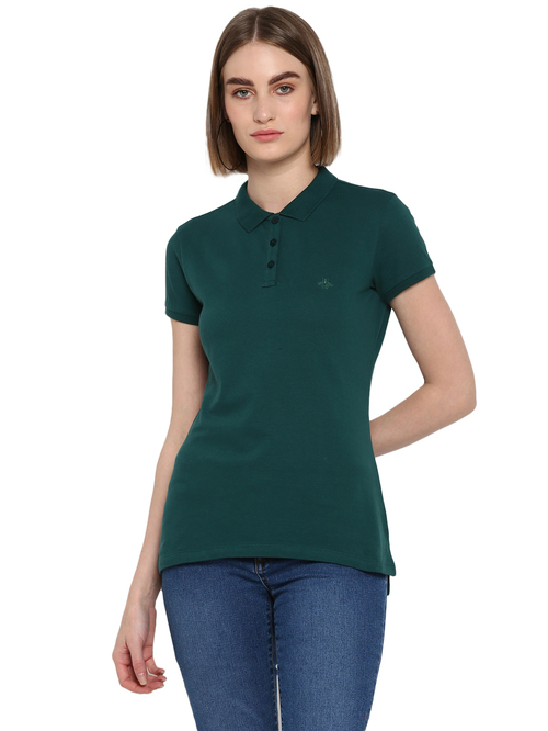 Mode By Red Tape Dark Green Polo T-Shirt Price in India