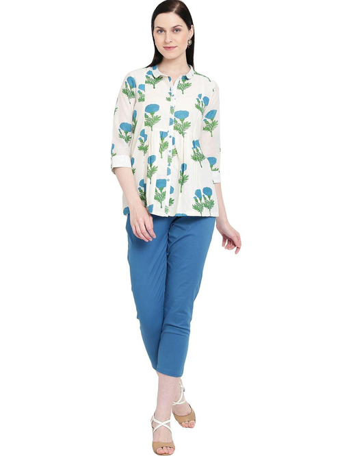 Rangriti Off-White Cotton Printed Shirt Price in India