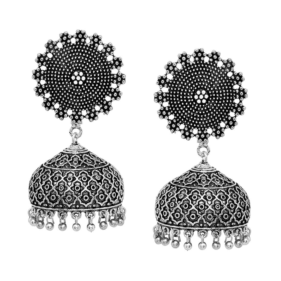 V L IMPEX Fashion Silver Plated Jhumki Earrings For Women Price in India