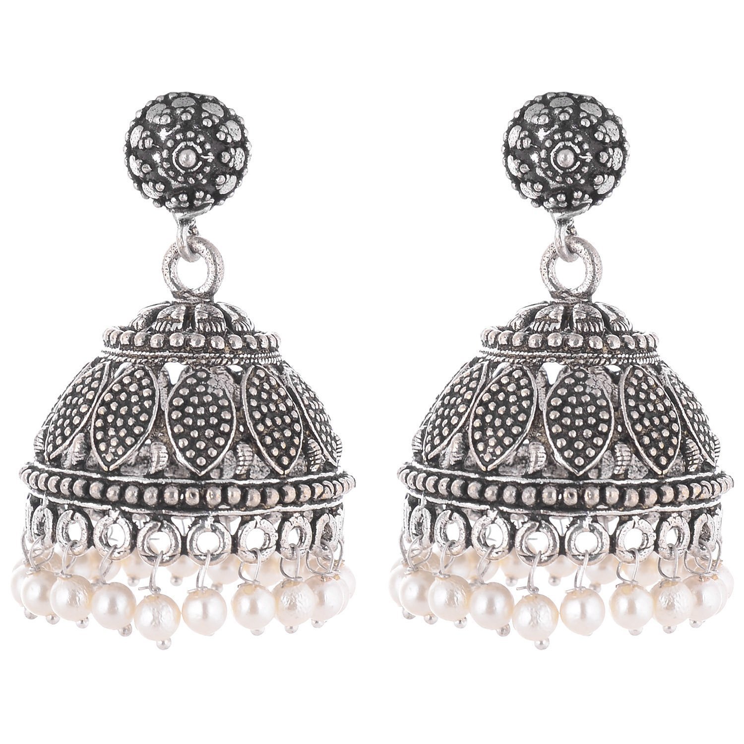 Ganapathy Gems White Oxidised Silver Jhumki Earring For Women 1714 Price in India