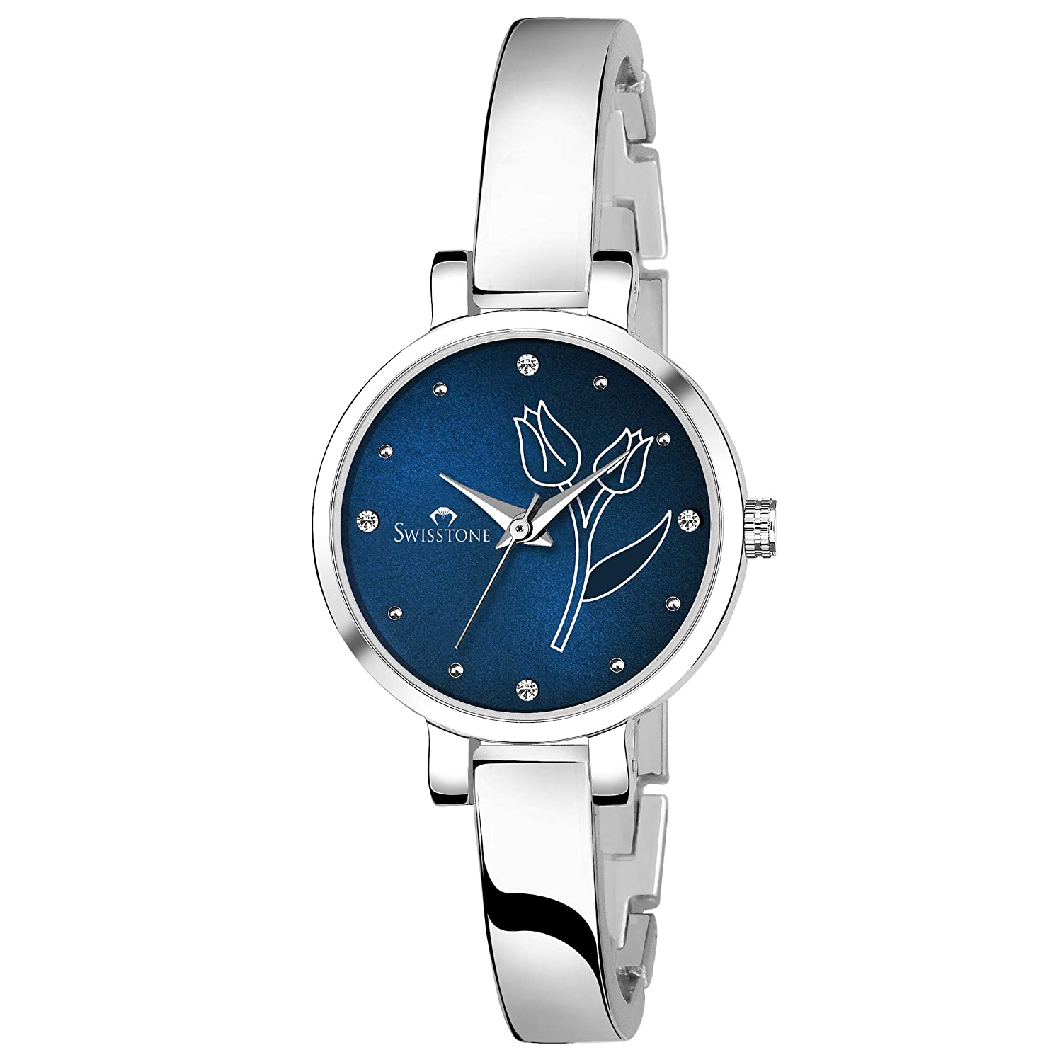 SWISSTONE Analog Women's Watch (Blue Dial Silver Colored Strap) Price in India