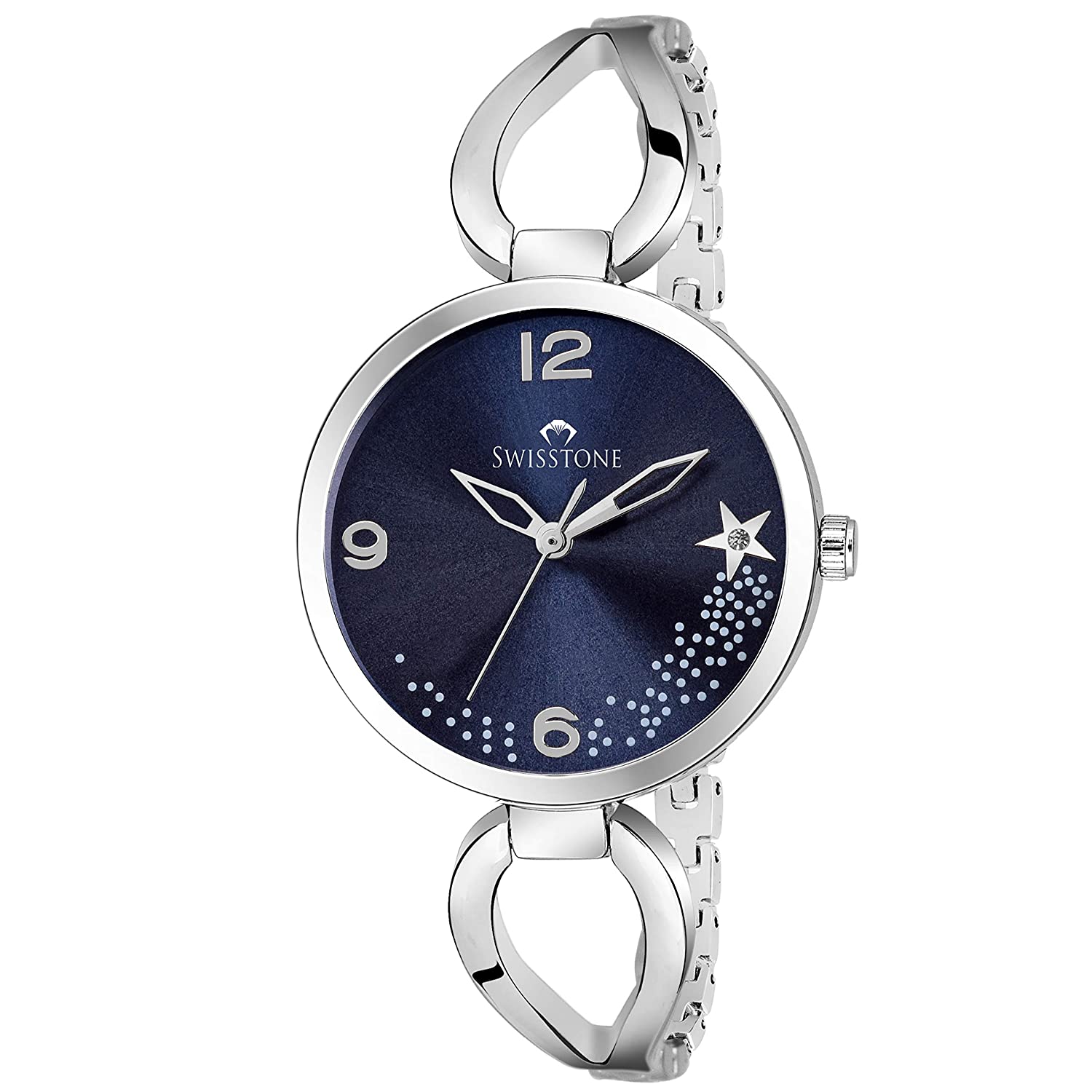 SWISSTONE Analogue Women's Watch (Blue Dial Silver Colored Strap) Price in India