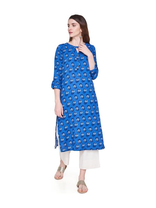 Global Desi Blue Printed Kurta Price in India