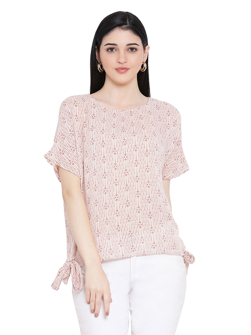 Oxolloxo Beige Abstract Print Obsess Chic Top Price in India