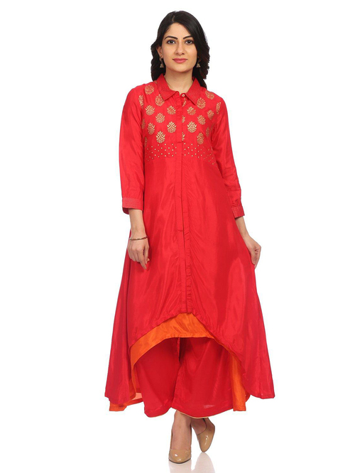 Rangriti Red Printed Kurta Pant Set Price in India