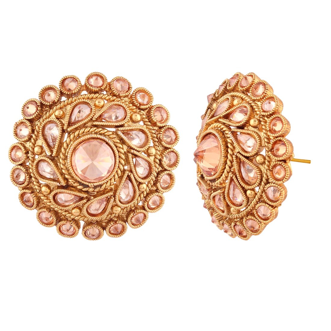 ACCESSHER Indian Traditional Antique Gold Rajwadi Kundan Stud Earrings Price in India