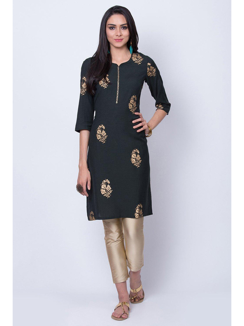 Rangriti Green Woven Pattern A Line Kurta Price in India