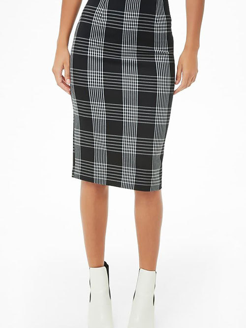 Forever 21 Black & Cream Checks Skirt Price in India