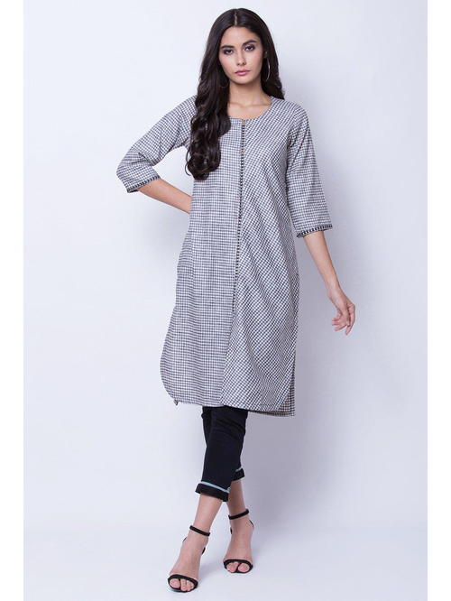 Rangriti Grey Striped Straight Kurta Price in India