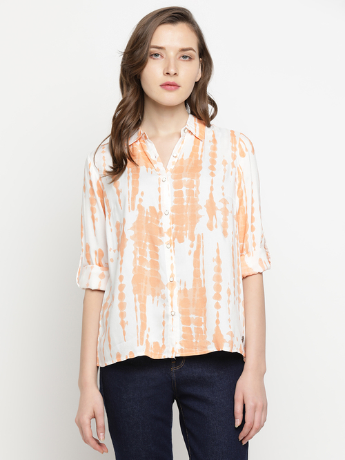 Pepe Jeans Orange Printed Shirt Price in India