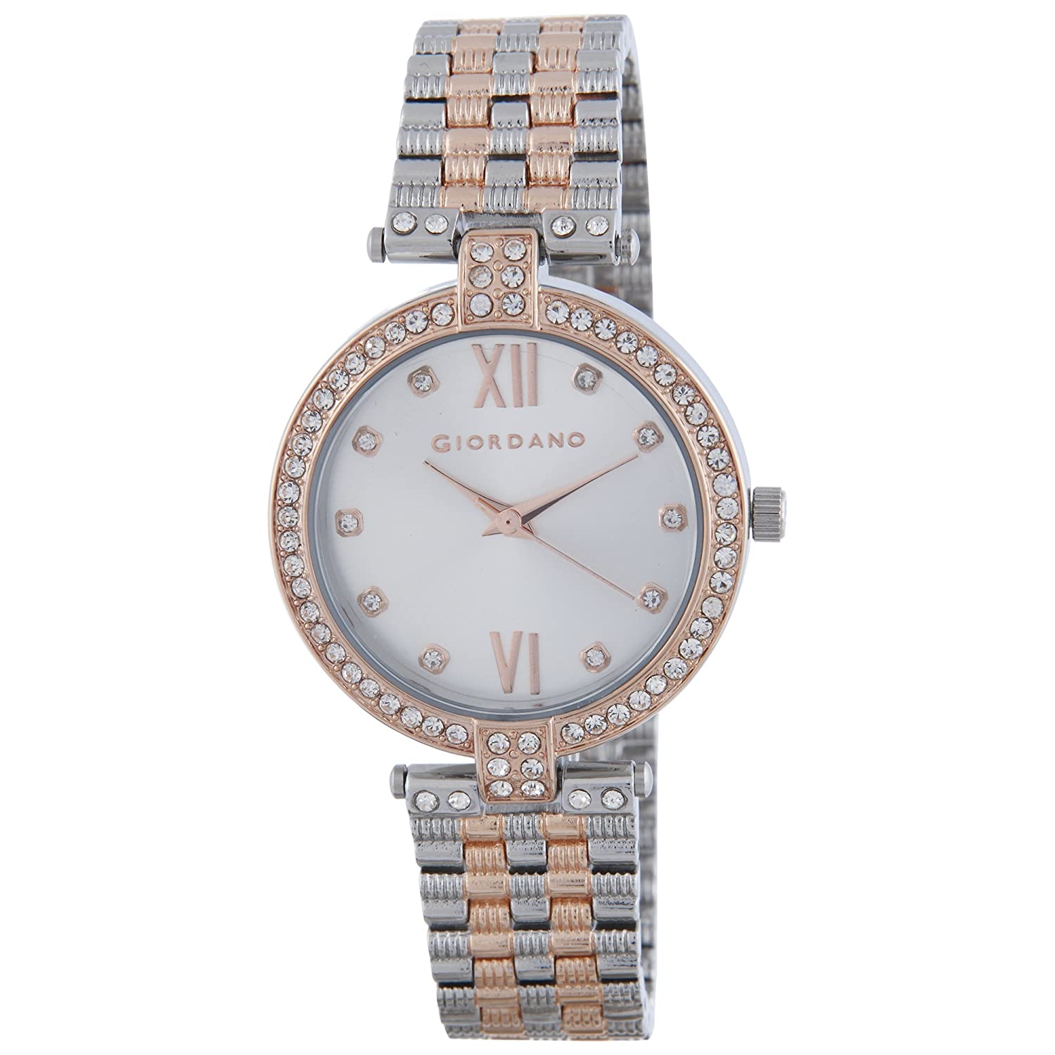 Giordano Women's White Dial Rose Gold Metal Band Watch - A2063-77 Price in India