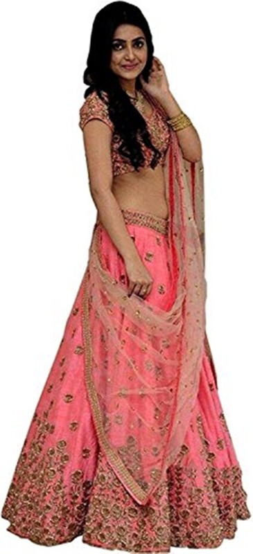 Embroidered, Embellished Semi Stitched Lehenga Choli Price in India