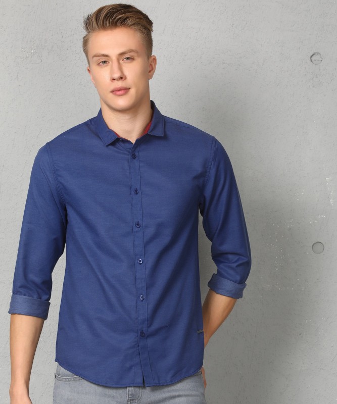 Men Self Design Casual Slim Shirt Price in India