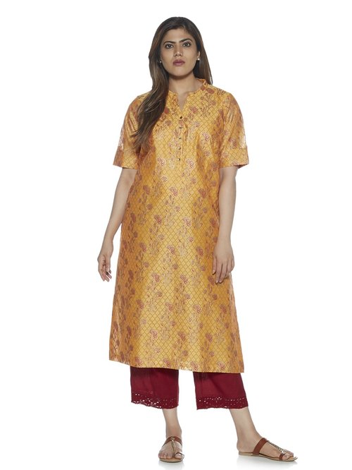 Diza curve by Westside Yellow Floral Print A-line Kurta Price in India