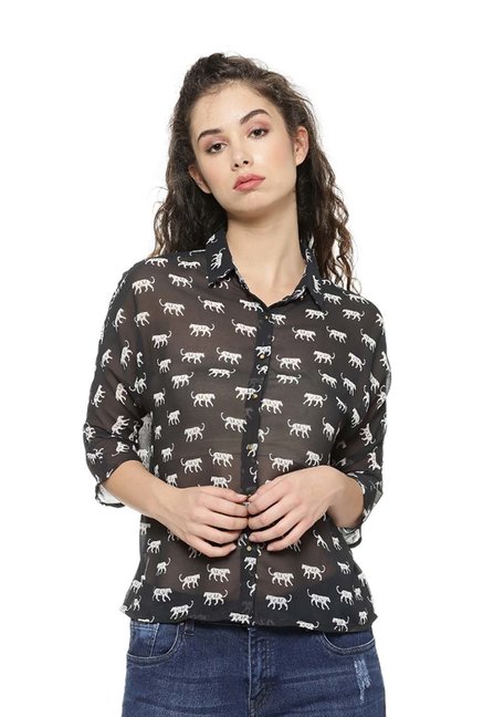 Ms Taken Black Printed Shirt Price in India