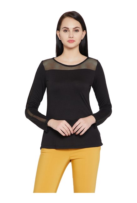 MADAME Black Full Sleeves Top Price in India