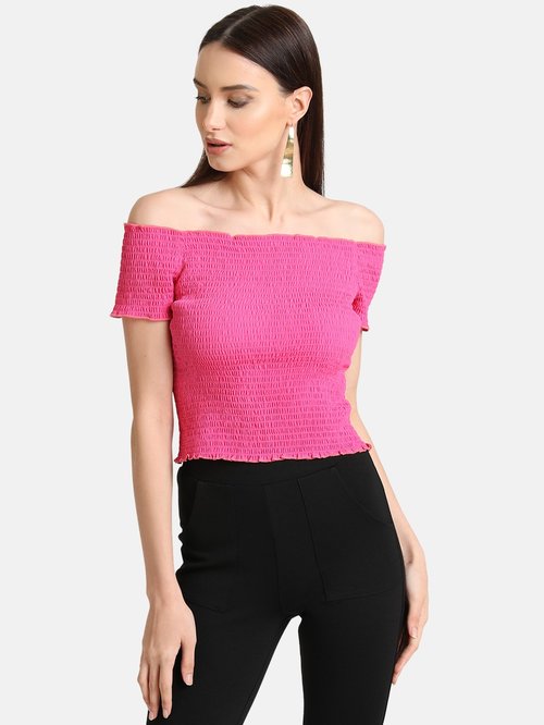 Kazo Pink Textured Top Price in India