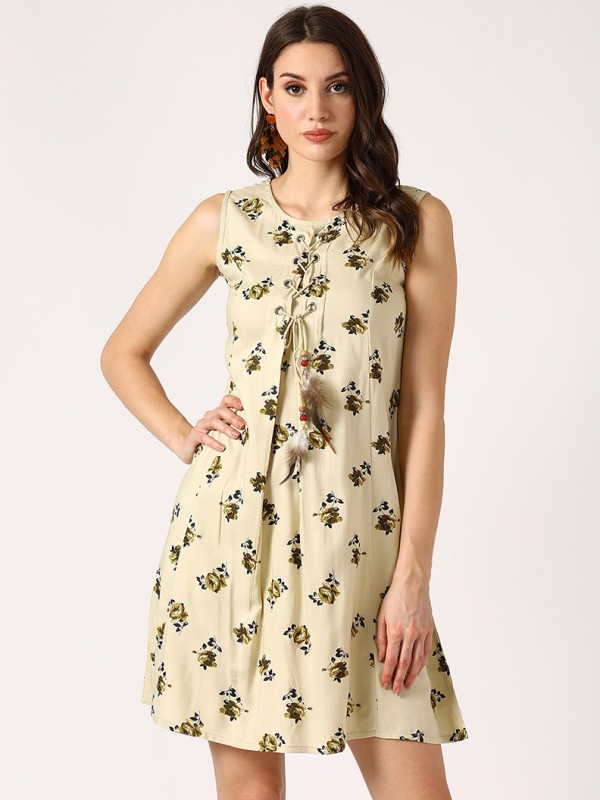 Women A-line Beige Dress Price in India