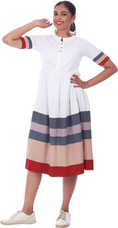 Women Fit and Flare Multicolor Dress Price in India