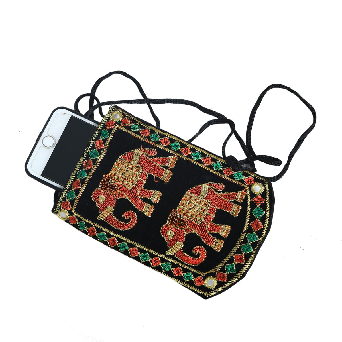 Kuber Industries Designer Embroided Mobile Phone Pouch Cover with Purse Pocket and Sari Hook for Women Price in India