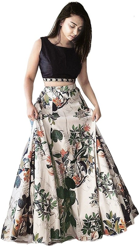 Floral Print Semi Stitched Lehenga Choli Price in India