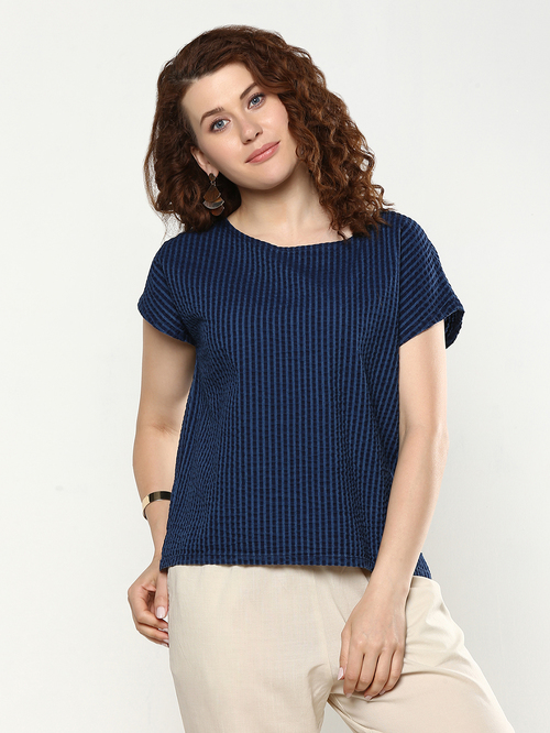 Meraki Indigo Striped Top Price in India