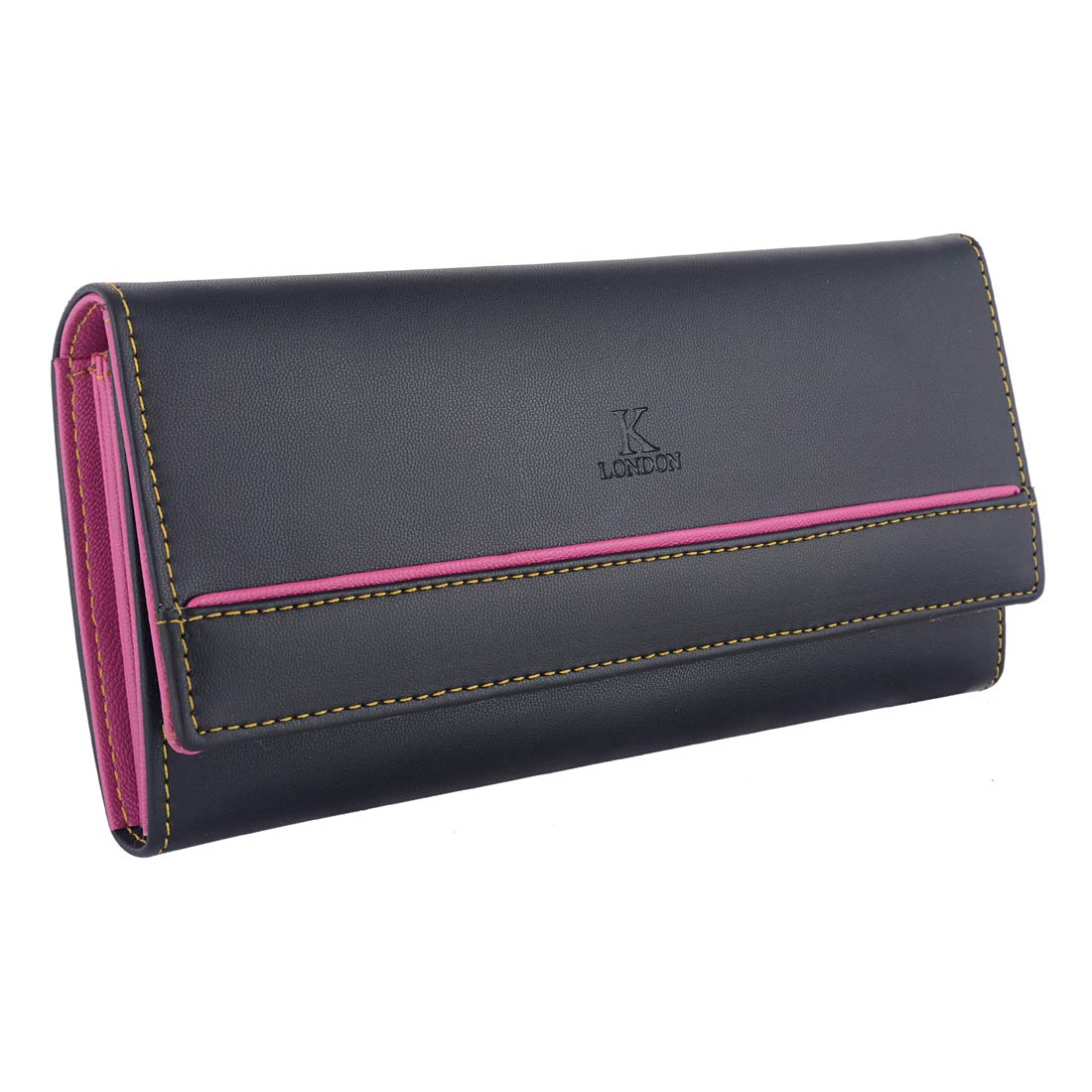 K London Black & Pink Stylish Card & Zipped Pocket Women Wallet - 1515_Black_Pink Price in India