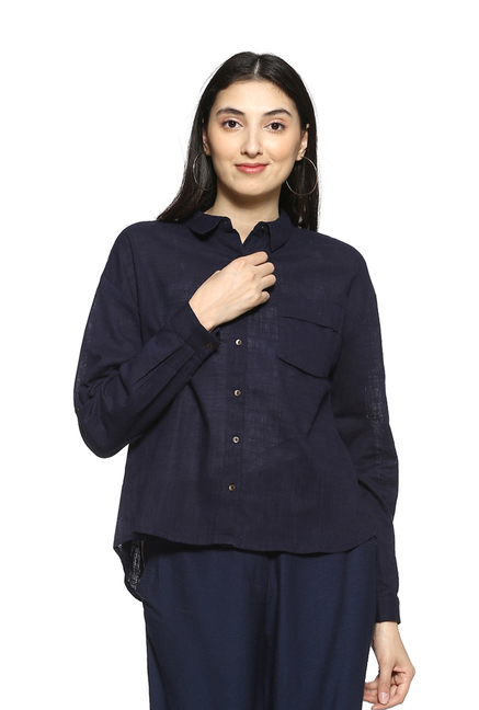 Ms Taken Black Cotton Loose Fit Shirt Price in India