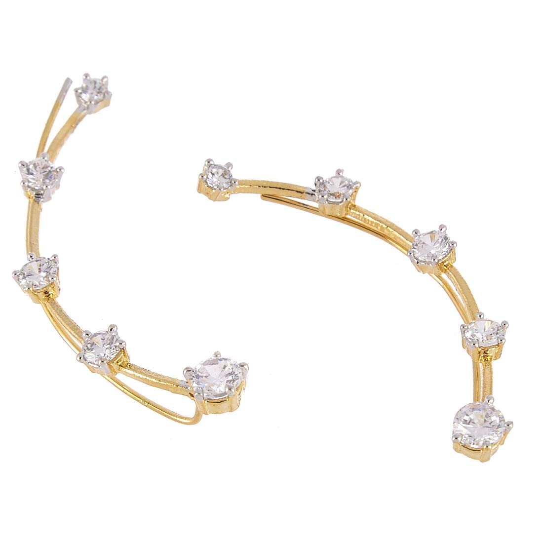 Zeneme Gold Plated American Diamond Ear cuffs Earrings Jewellery Girls & Women Price in India