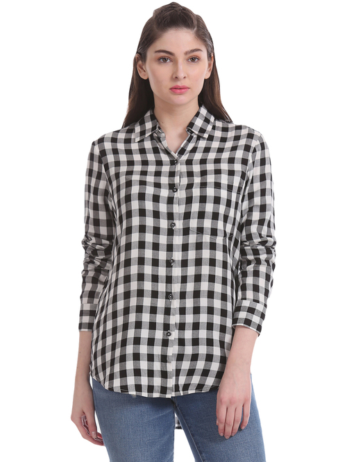 Aeropostale Off-White & Black Plaid Pattern Shirt Price in India