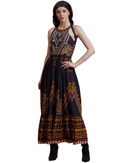 Label Ritu Kumar Charcoal Printed Dress Price in India