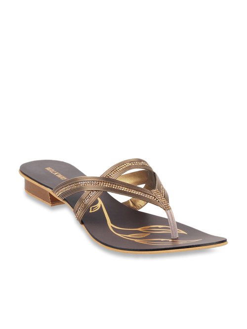 Walkway Antique Gold Thong Sandals Price in India