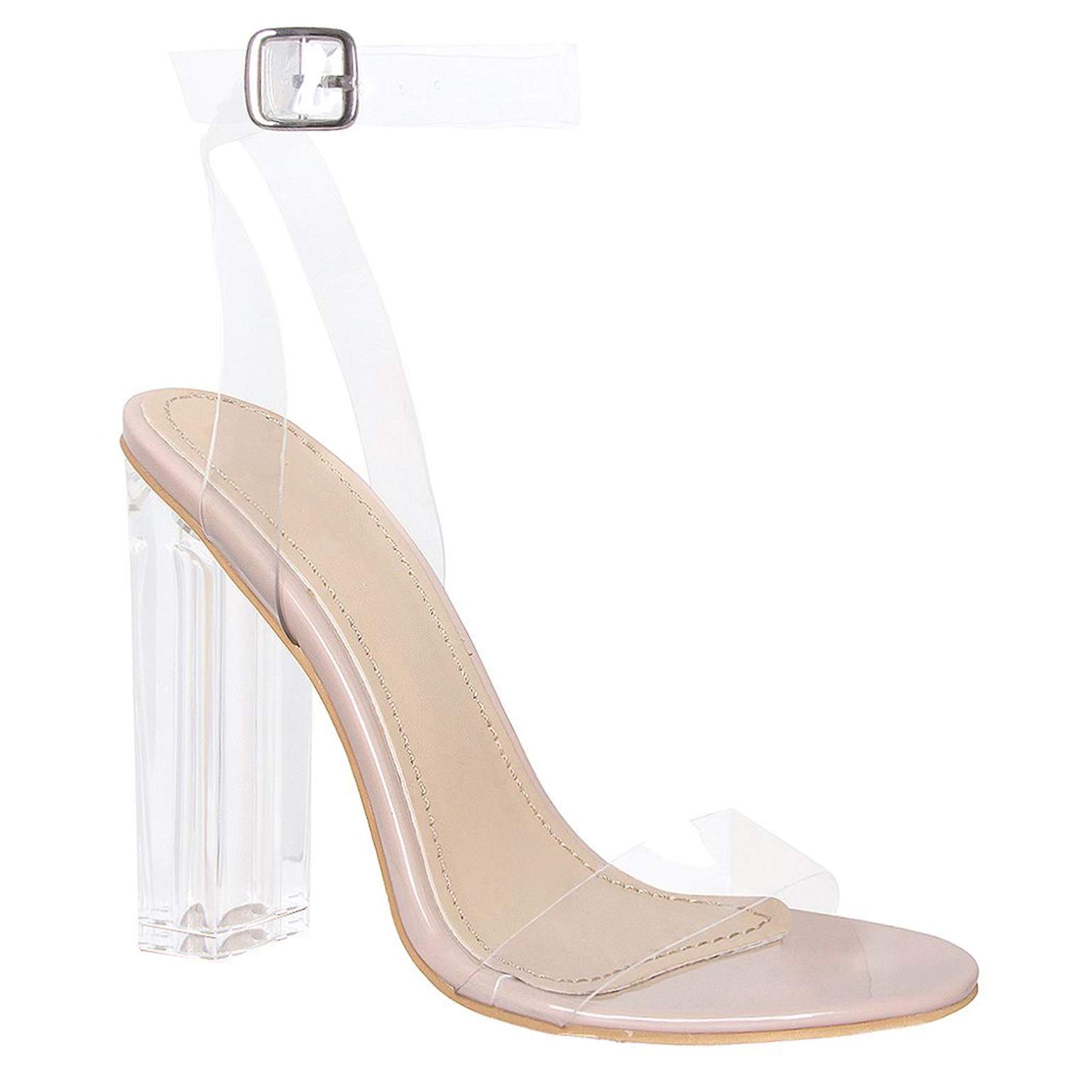 Klaur Melbourne Women Transparent Block Heel and Strap Sandals 3.5 Inch Heel S125 Price in India