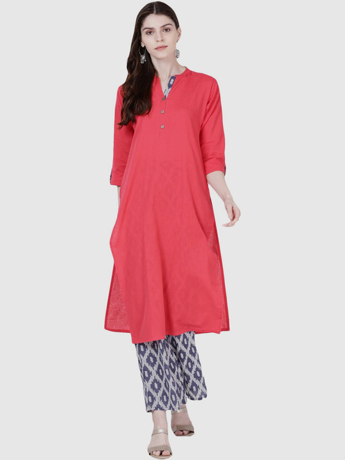 Soch Red & Blue Kurta Pant Set Price in India