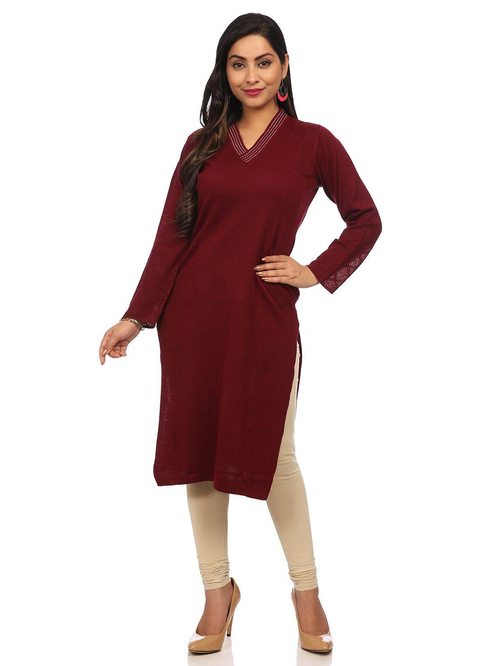 Rangriti Maroon Straight Kurta Price in India