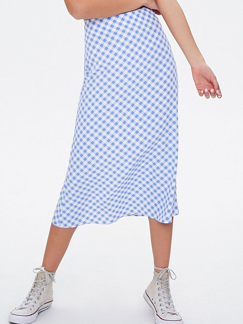 Forever 21 Blue & White Checks Skirt Price in India