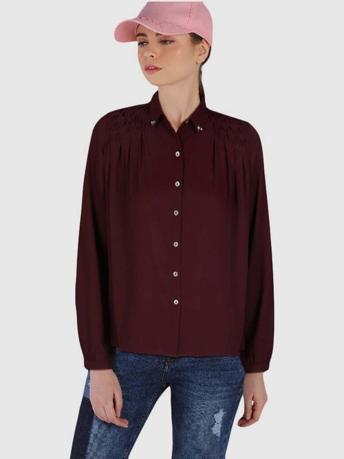 Ms Taken Maroon Regular Fit Shirt Price in India